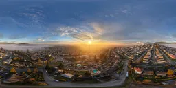 Foggy City Sunrise Sky