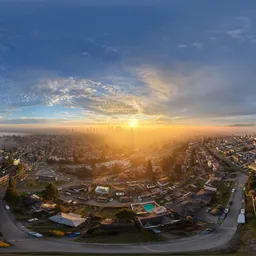 Foggy City Sunrise Sky