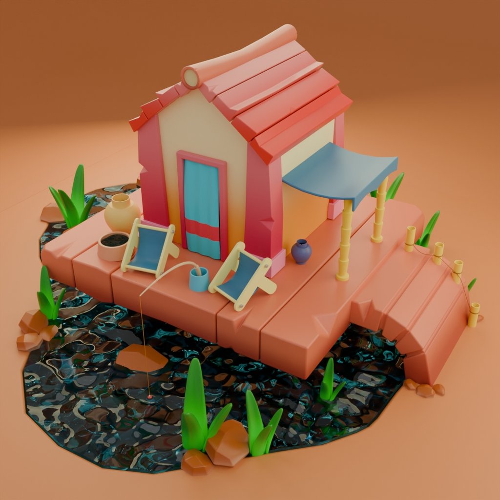 Floating Cabin | Public scenes | BlenderKit