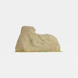 "City Park Rock PBR Scan 01: 3D model for Blender 3D featuring a stone bear sculpture on rocky terrain, surrounded by wet grass and stones. A perfect addition for decorating parks, roadsides, and natural environments. Created by Erwin Bowien with minimalistic aesthetics and volumetric light effects."