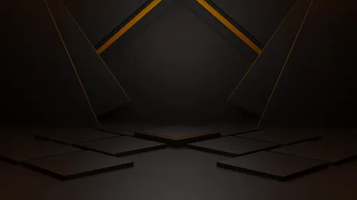 Stylish black 3D studio setup with geometric accents, ideal for product display, created in Blender.