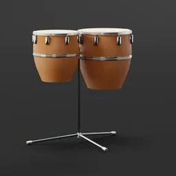 Detailed 3D rendering of conga drums for Blender, ideal for game development and animation.