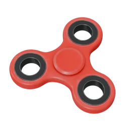 Detailed 3D rendering of a red fidget spinner with black bearings for Blender modeling projects.