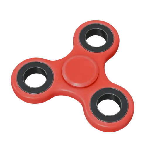 Detailed 3D rendering of a red fidget spinner with black bearings for Blender modeling projects.