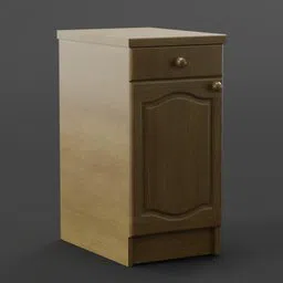 Realistic 3D Blender model of a wooden kitchen cupboard with a single drawer for virtual storage design.