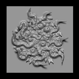 3D sculpting brush effect creating tentacle-like textures and parasite shapes for Blender models.