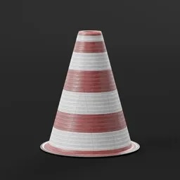 "Scifi Road Cone with Lights - A high-quality 3D model designed for Blender 3D. Perfect for futuristic and modern scenes, this traffic cone features red and white stripes, captivating lights, and a black background. Inspire your projects with this in-game model, influenced by Julio Larraz and powered by Blender's exceptional capabilities."