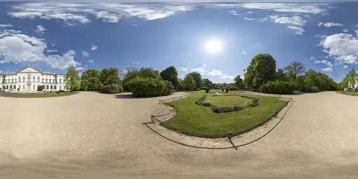 High-resolution 17k Krasinski Palace HDRI capturing realistic lighting and shadows with a 27 EV dynamic range.