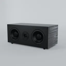 3D Blender model of a realistic black central speaker with simple textures, intended for background decor.