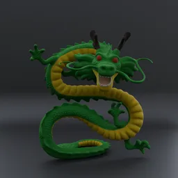 3D rendered serpent-like creature with intricate scales and horns, inspired by anime, for Blender modeling enthusiasts.