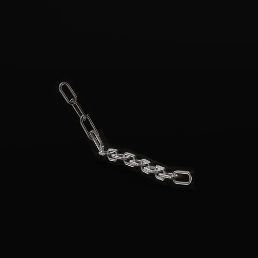 3D model of a silver chain with simplified geometry suitable for Blender renderings, showcasing low-poly art.