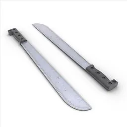 Highly detailed Blender 3D realistic machete model with textured blade and handle, ideal for historical and military scenes.