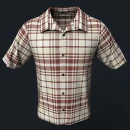 Red and Off-White Plaid Button-Up Shirt