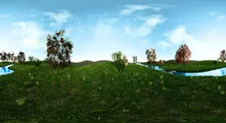 Sunny Meadow River Landscape