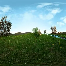 Sunny Meadow River Landscape