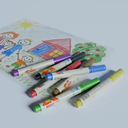 Colorful Children's Drawing with Markers