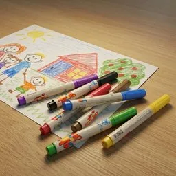 Colorful Children's Drawing with Markers