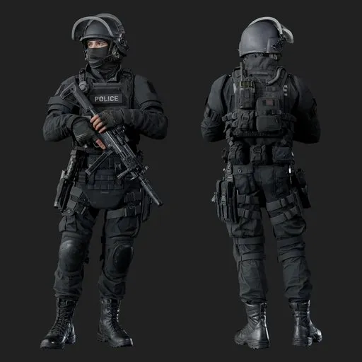 Police Tactical Unit Standing Pose