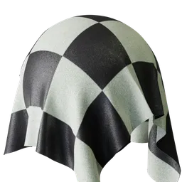High-resolution PBR black and white checkered fabric material for 3D modeling in Blender.