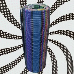 Detailed 3D model of a rolled-up floor mat with Quad Mesh topology suitable for Blender rendering.