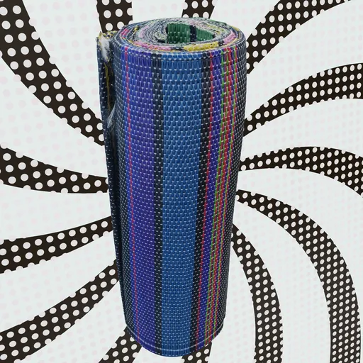Detailed 3D model of a rolled-up floor mat with Quad Mesh topology suitable for Blender rendering.