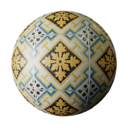 Highly detailed Blender 3D PBR rustic hand-painted ceramic tile material for 3D modeling and rendering.