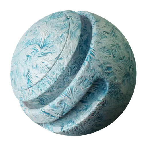 High-resolution frost ice PBR material texture for 3D rendering in Blender and similar applications.