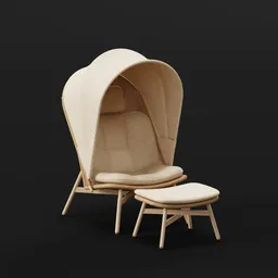 Lacinta Canopy Lounge Chair with Ottoman