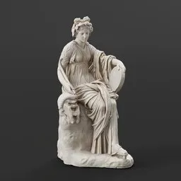 statue of Classic Seated Muse Thalia