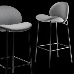 Detailed 3D model showcasing two angles of a sleek Ola High Stool designed for Blender rendering.