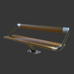 3D-rendered modern bench model with sleek design, created in Blender 3.6, blending wood and metal textures.