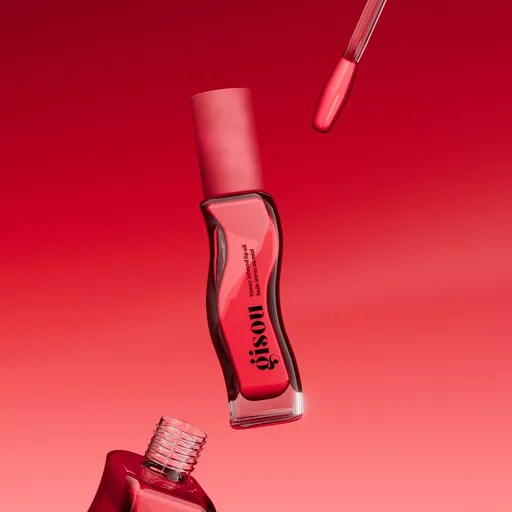 Liquid lip gloss opening array shot
