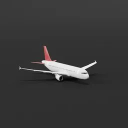 Detailed 3D Blender model of a narrow-body jet airliner with red tail, ready for short to medium-haul flight rendering.