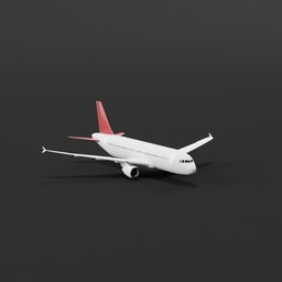 Detailed 3D Blender model of a narrow-body jet airliner with red tail, ready for short to medium-haul flight rendering.