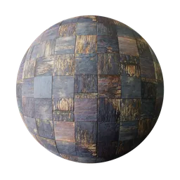 High-resolution PBR wood material with various square patterns for Blender 3D, compatible with Eevee and Cycles render engines.