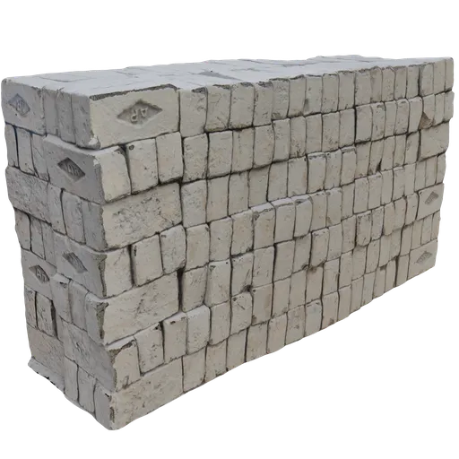 Realistic 3D scanned brick wall model with detailed texture, suitable for Blender visualization projects.