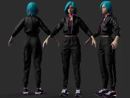 Female Cyberpunk Techwear Outfit 3D