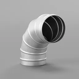 Detailed Blender 3D model of a metallic 90-degree elbow pipe junction for architectural rendering.
