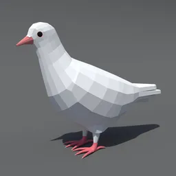 Low Poly White Pigeon