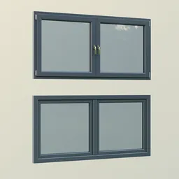 This 3D model of a PVC window features two windows with locks on each side, in a moonlight grey color with an aluminium construction. The window is easily editable and can be opened by selecting the empty, with the handle rotating 90 degrees when the window is open. Made using Blender 3D software, this photorealistic model is perfect for home design projects.
