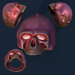Stylized  Skull Ring – Game Ready