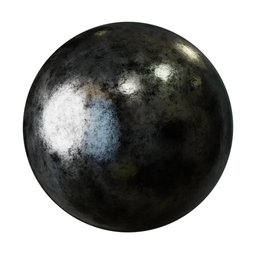 High-quality PBR texture of aged, grimy metal for use in Blender 3D and other rendering applications.