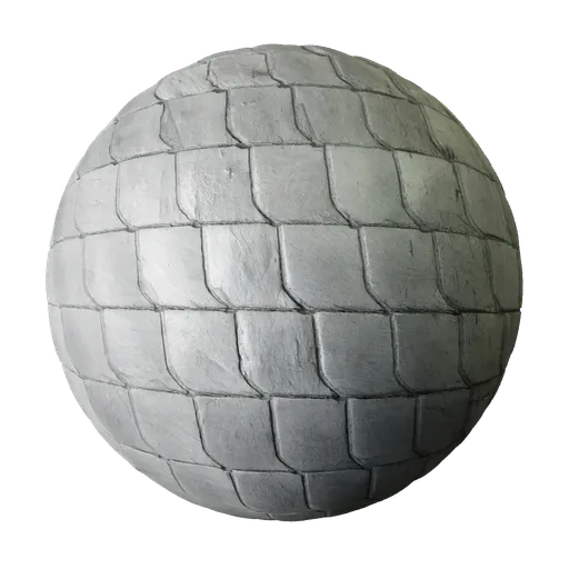 High-resolution 2K PBR texture of slate roof tiles for 3D material library, featuring realistic stone detailing and displacement mapping for walls and floors.