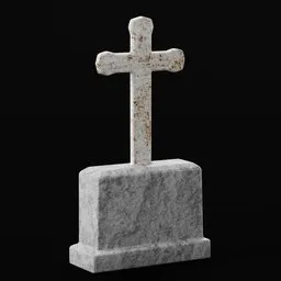 Highly detailed 3D model of a stone gravestone, perfect for virtual cemetery scenes, compatible with Blender.