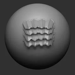 3D sculpting brush imprint for Blender showing detailed multi-layered scales, ideal for creating dragon and reptilian textures.