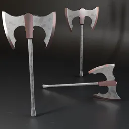 3D render of a low poly ax model with high quality metal textures for war games and historic scenes, ready for Blender 3D projects.