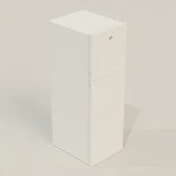 3D Blender model of a sleek, two-door, economy refrigerator with realistic dimensions, presented in a minimalistic style.