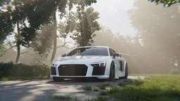 Sports Car – Forest Sunlight Scene