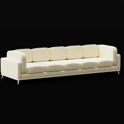 "Get your hands on the luxurious 'Fancy Sofa Long' 3D model for Blender 3D - a stunning monochrome 5-seater designed by Henry Dreyfuss and modeled by John Nelson Battenberg. With ultra-detailed 16k resolution and volumetric lighting, this Scandinavian-style sofa features a procedural fabric material that will elevate any 3D scene."
