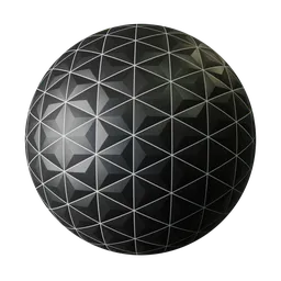 3D PBR material texture of a black pyramid design, suitable for modern wall tiling in architectural rendering.